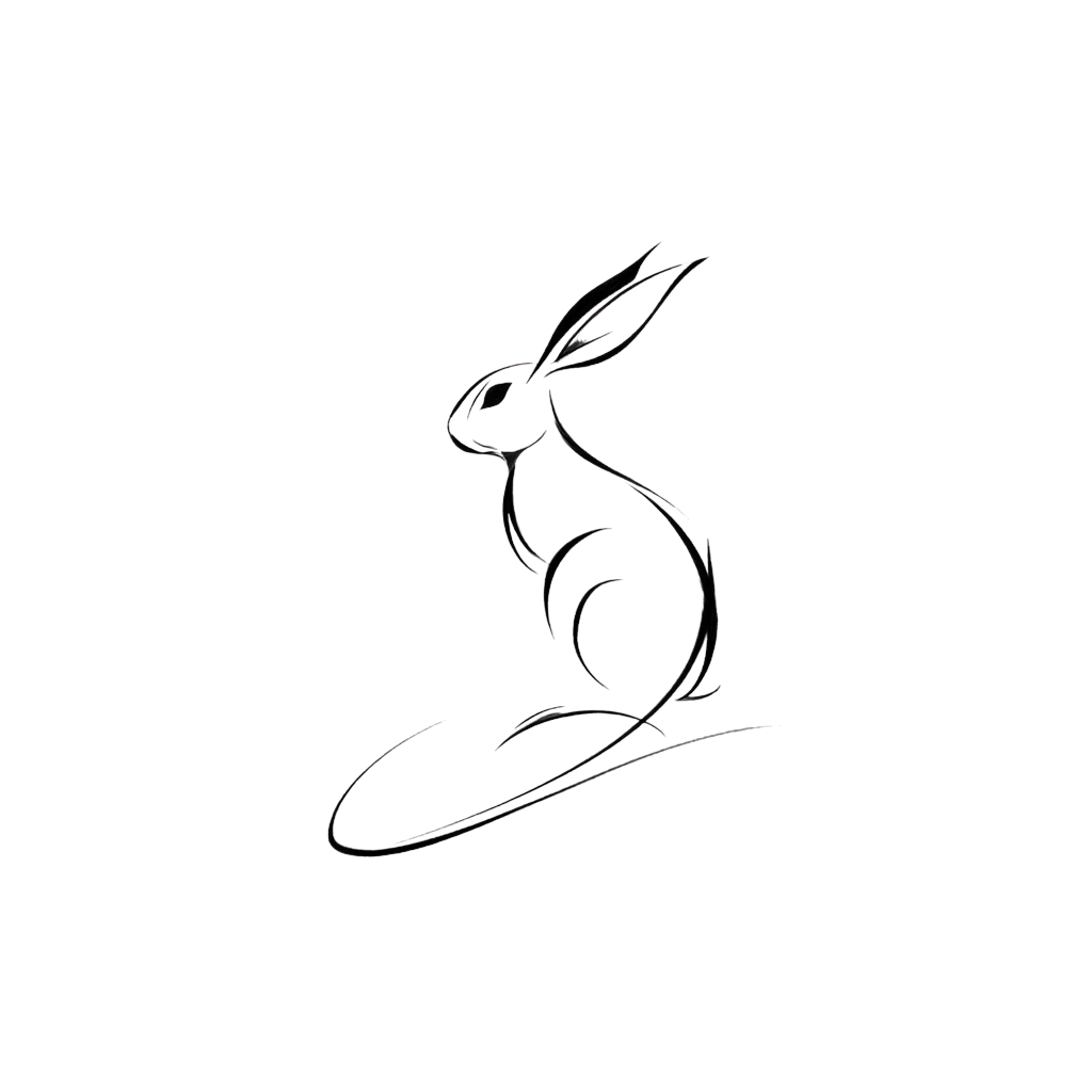The Rabbit | Minimalist Zodiac Tattoo Stencil - Elegance & Peace