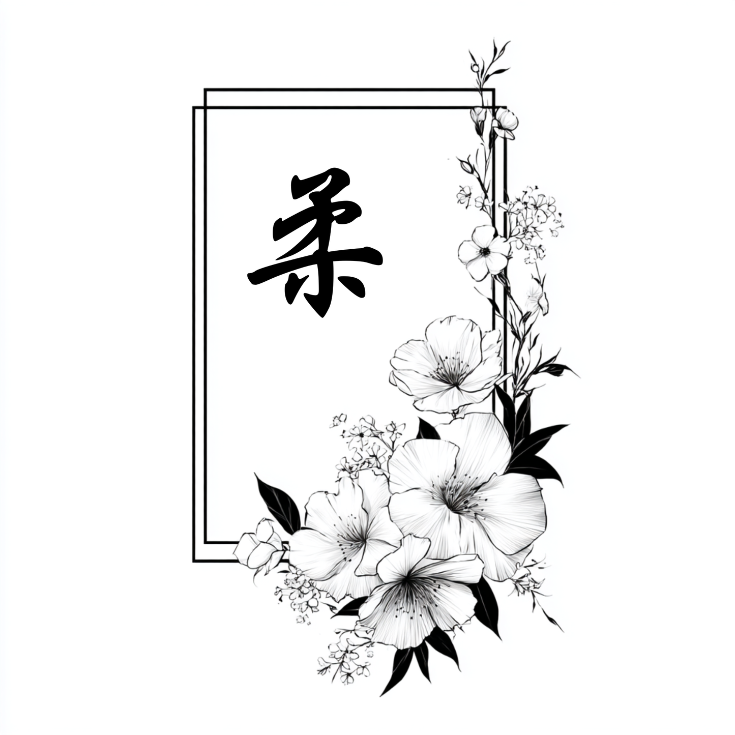 Softness (柔) | Minimalist Kanji Tattoo Stencil - The Fluid Grace