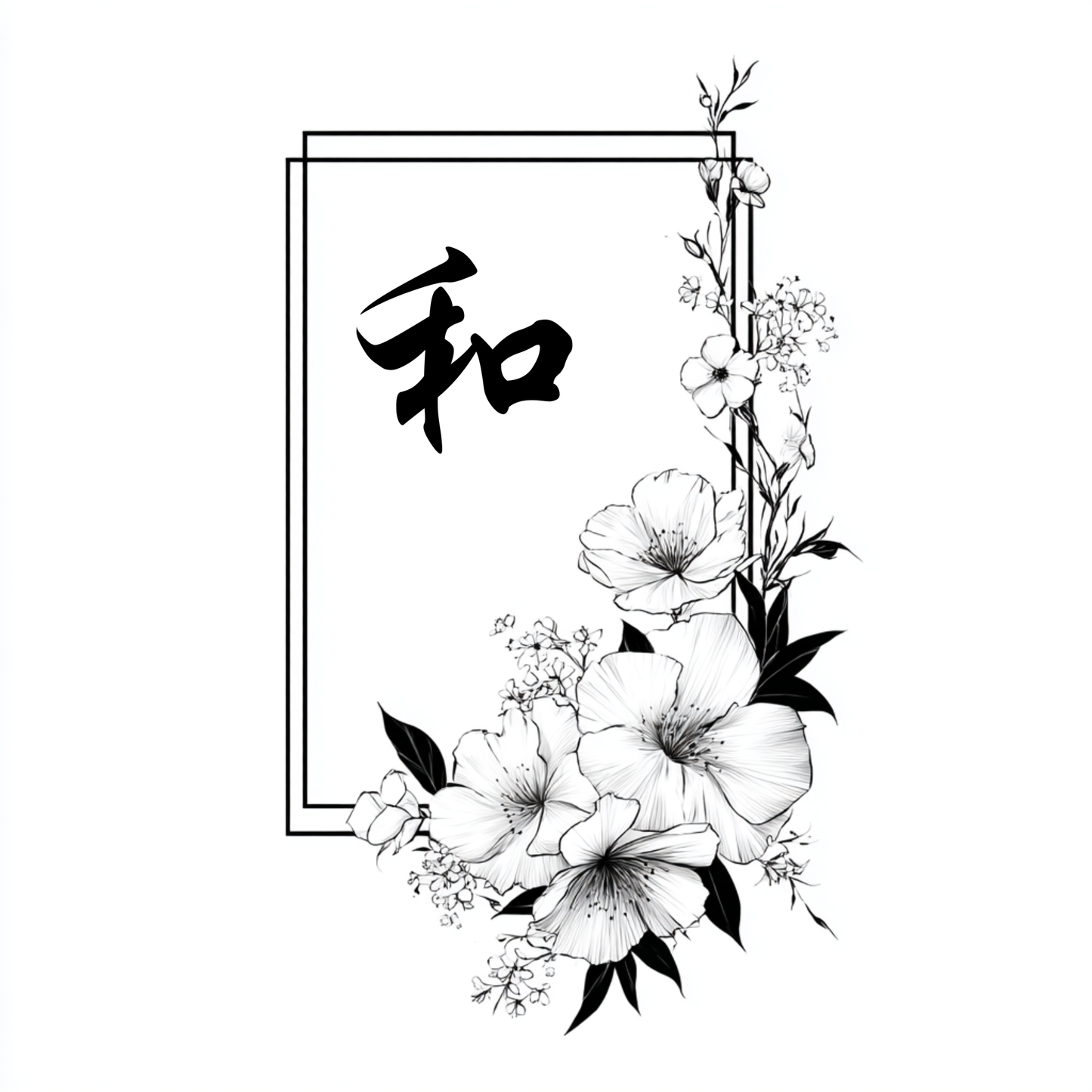 Harmony (和) | Minimalist Kanji Tattoo Stencil - The Balanced Soul