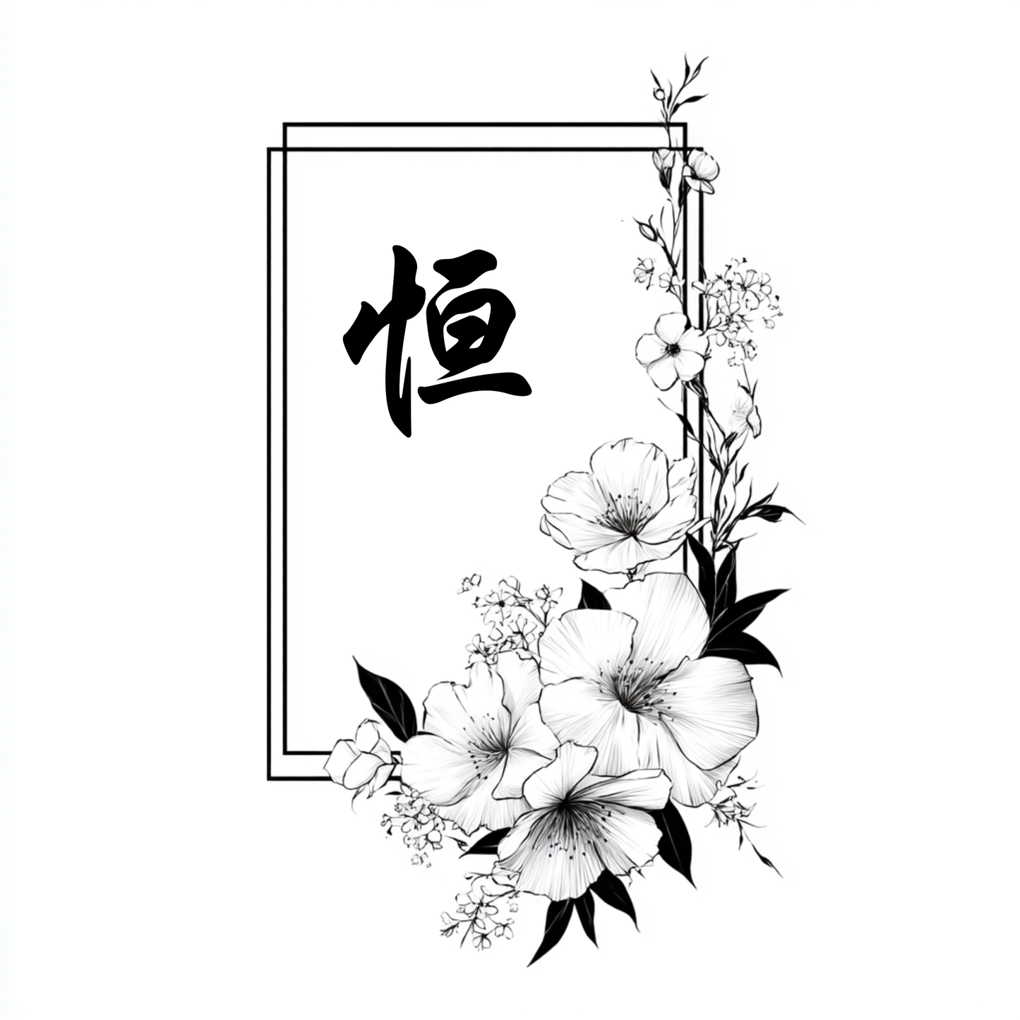 Eternity (恒) | Minimalist Kanji Tattoo Stencil - The Endless Path