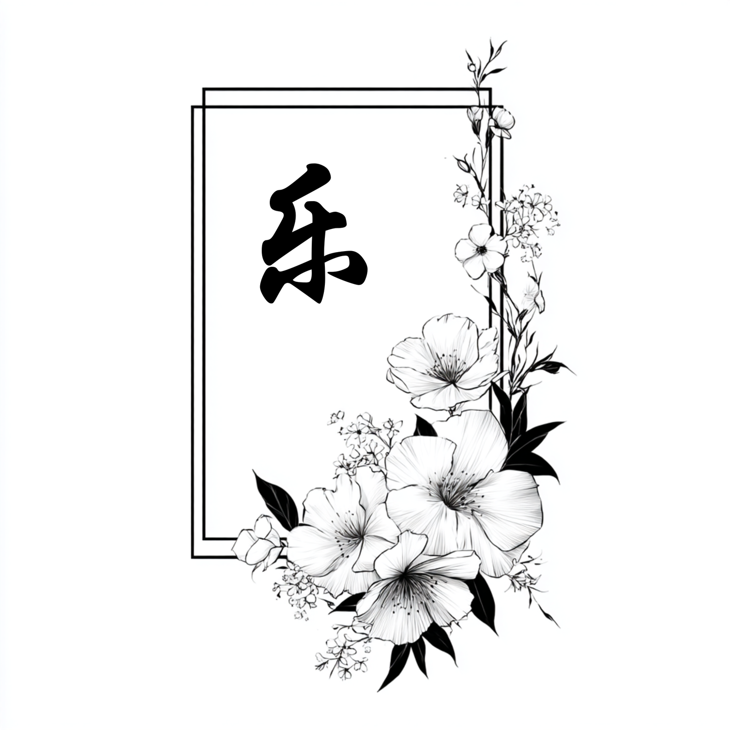 Joy (乐) | Minimalist Kanji Tattoo Stencil - The Radiant Spirit