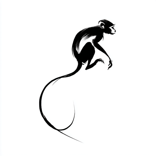 The Monkey | Minimalist Zodiac Tattoo Stencil - Intelligence & Innovation