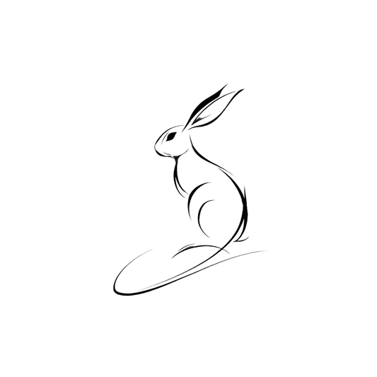 The Rabbit | Minimalist Zodiac Tattoo Stencil - Elegance & Peace