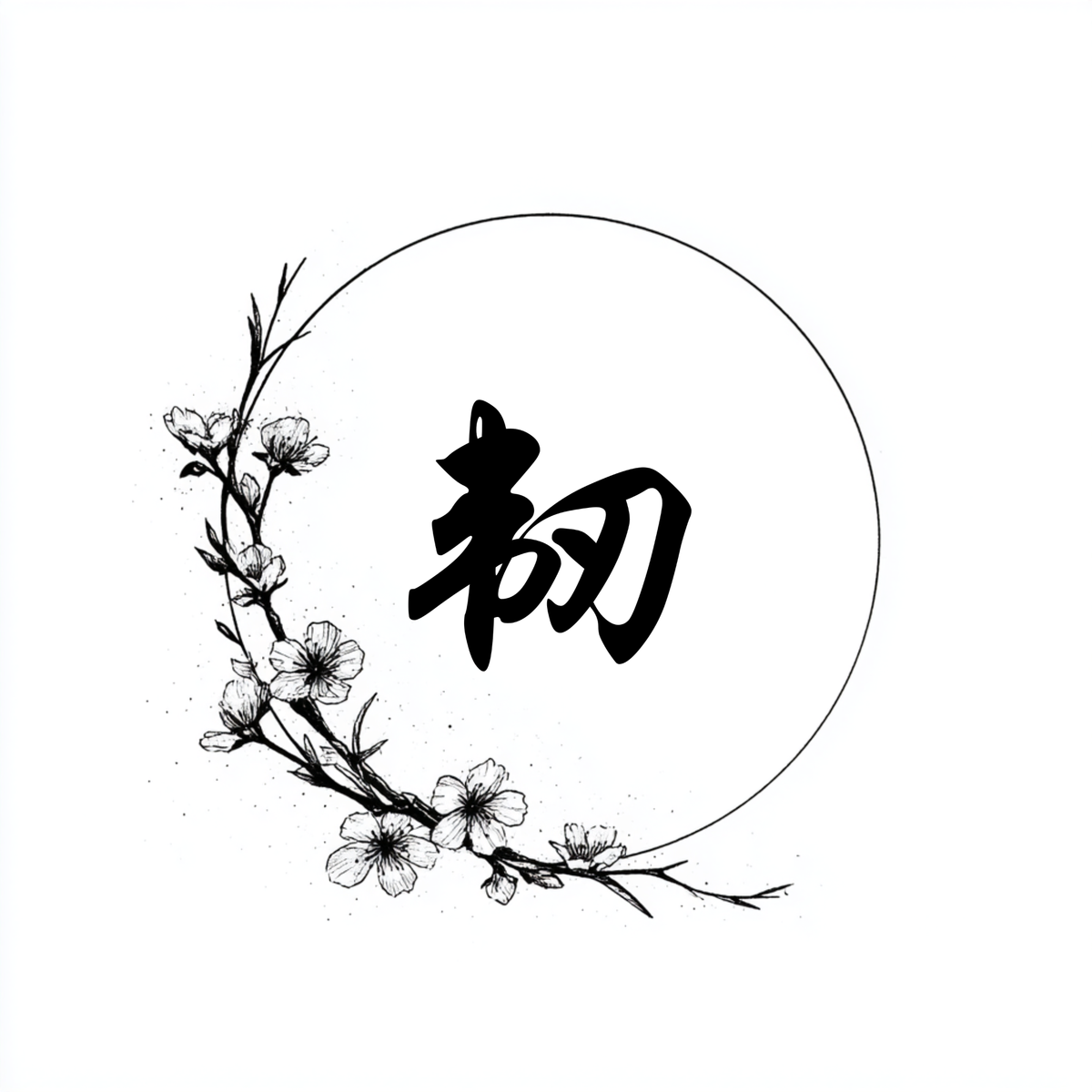 Resilience (韧) | Minimalist Kanji Tattoo Stencil - The Unyielding Reed