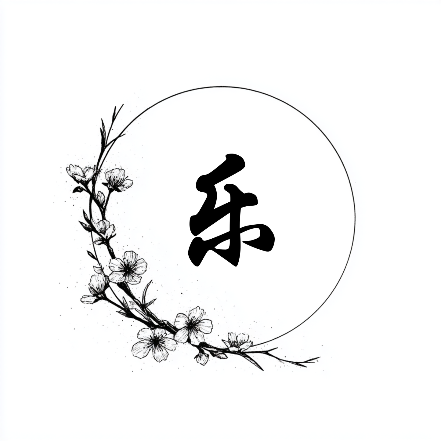 Joy (乐) | Minimalist Kanji Tattoo Stencil - The Radiant Spirit