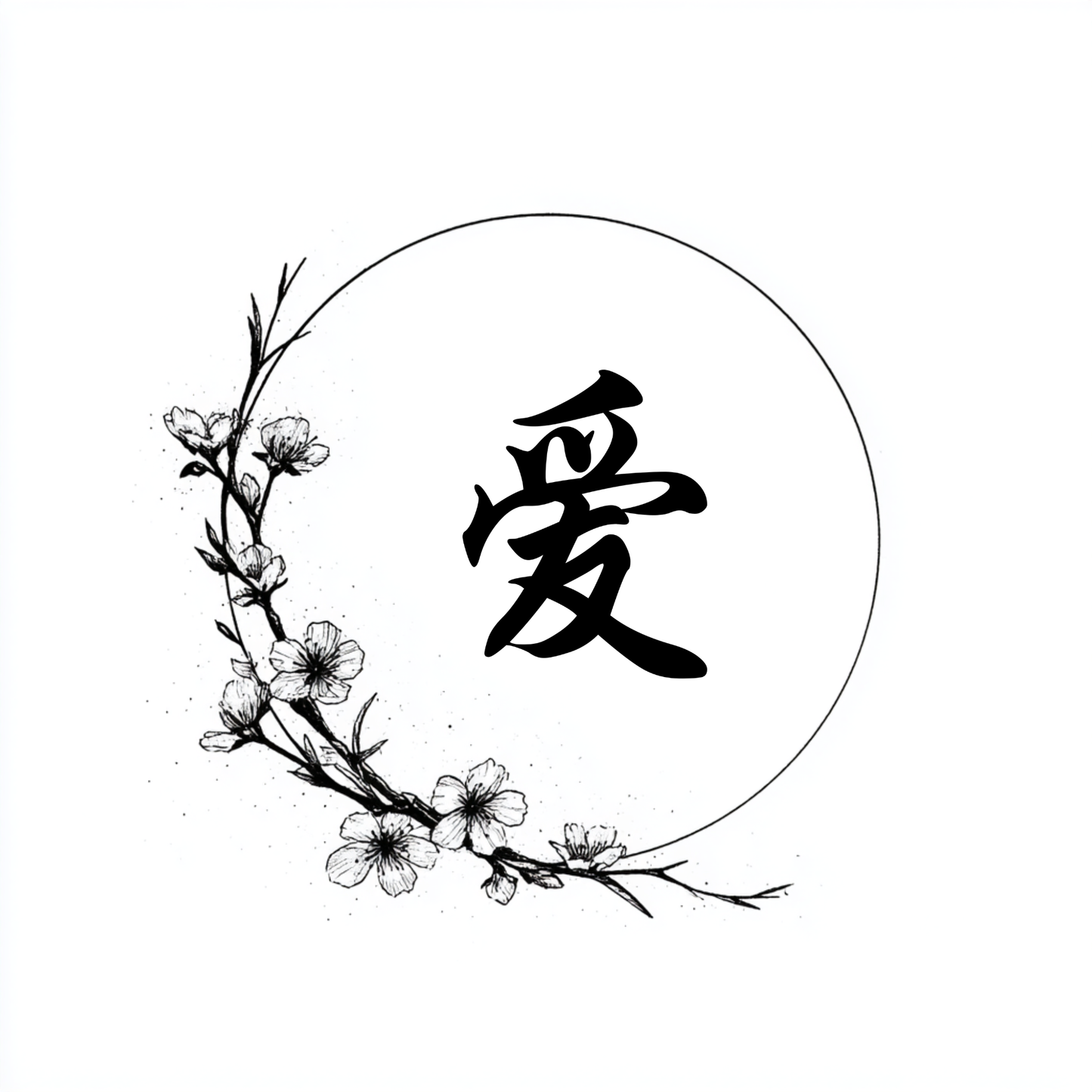 Love (爱) | Minimalist Kanji Tattoo Stencil - The Universal Flow