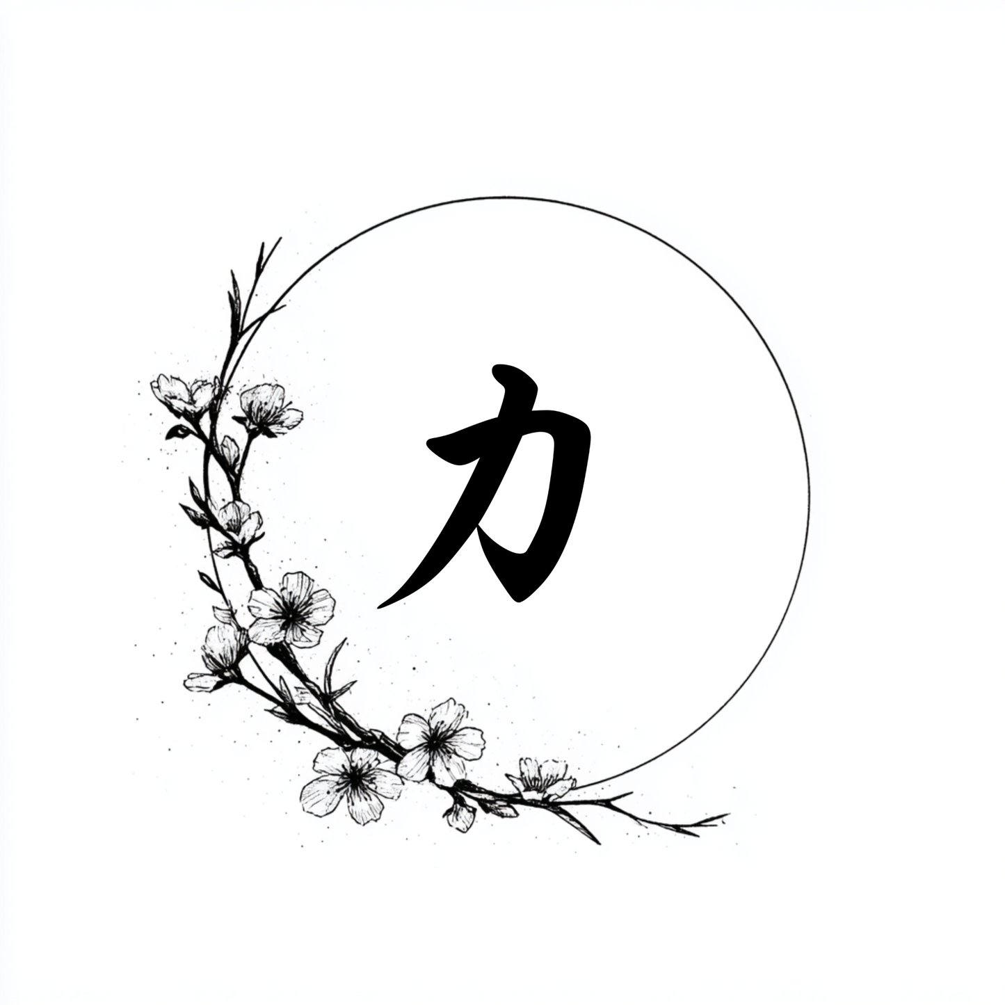 Power (力) | Minimalist Kanji Tattoo Stencil - The Inner Force