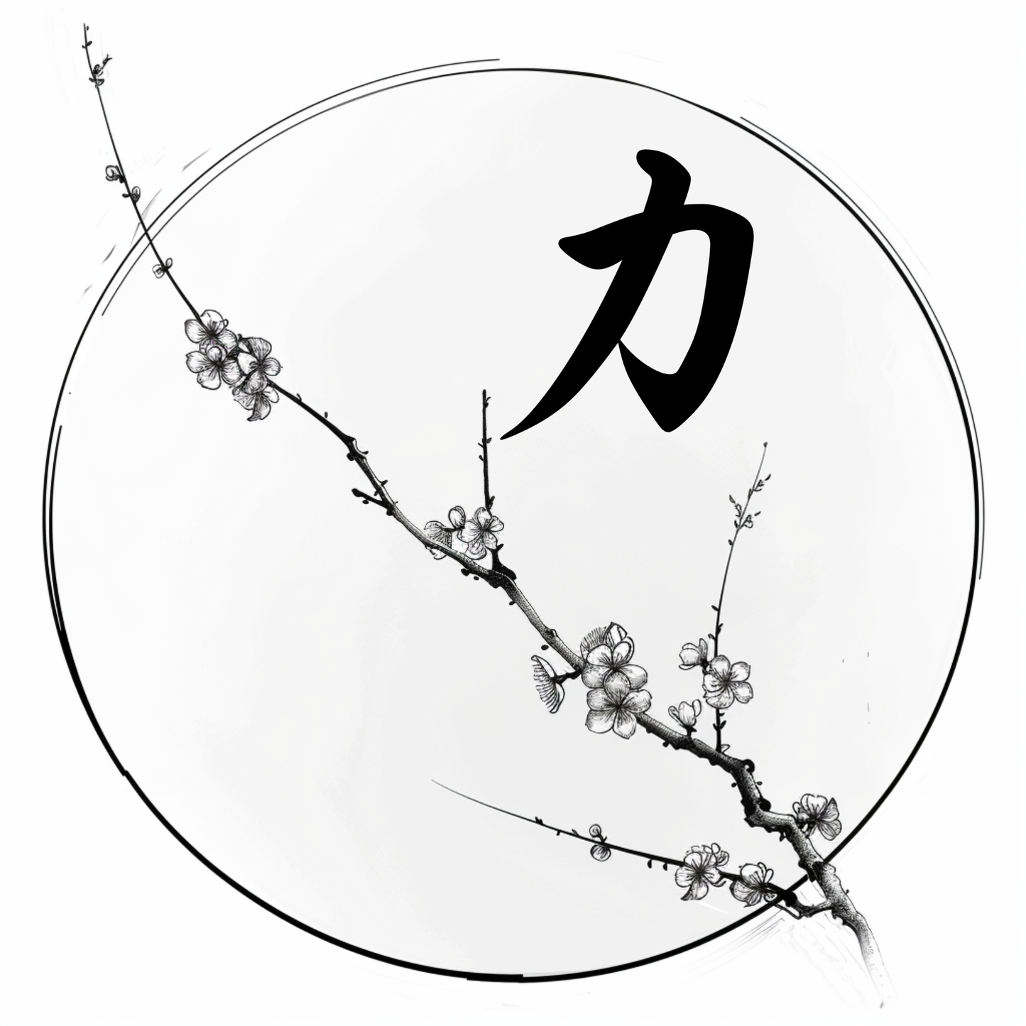 Power (力) | Minimalist Kanji Tattoo Stencil - The Inner Force