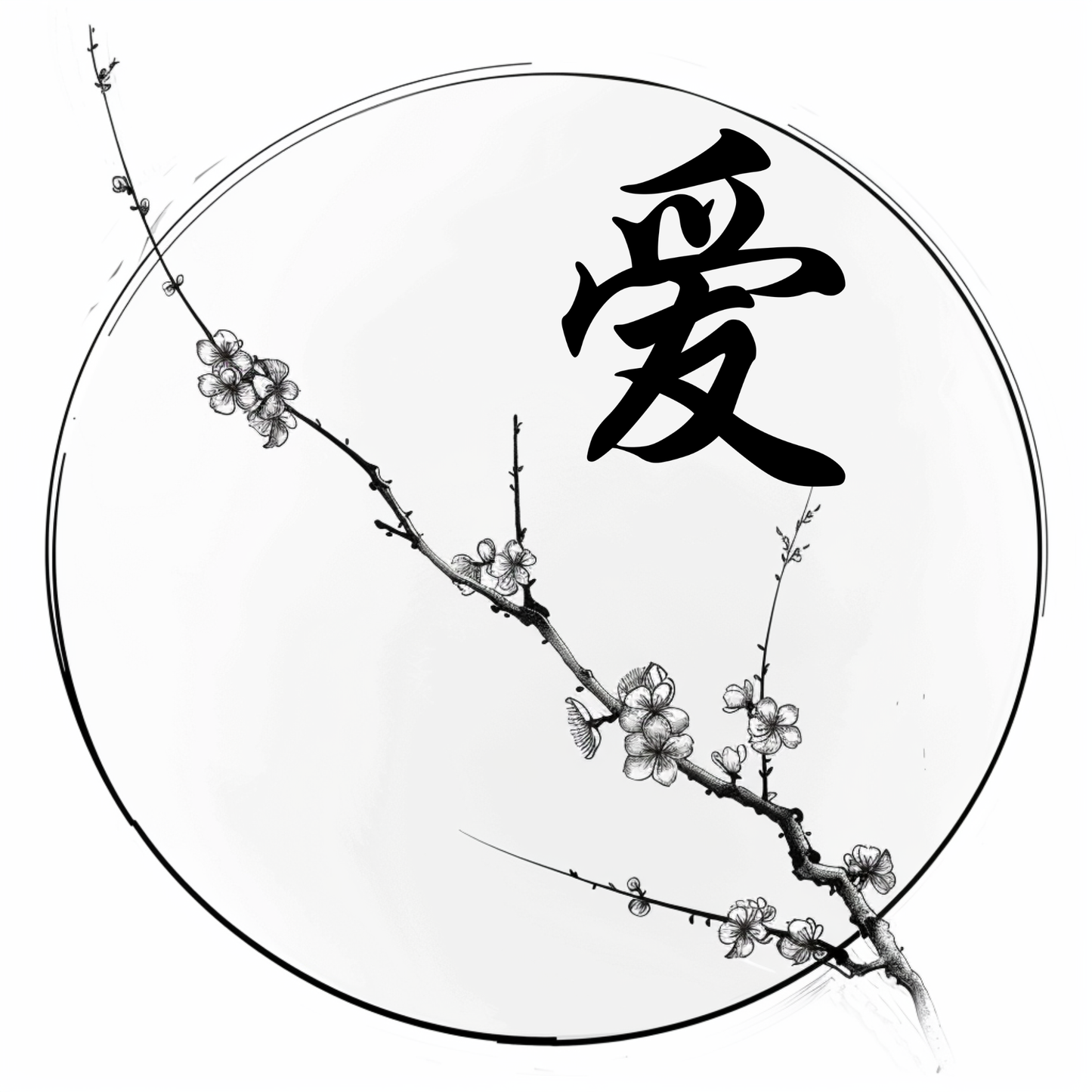 Love (爱) | Minimalist Kanji Tattoo Stencil - The Universal Flow