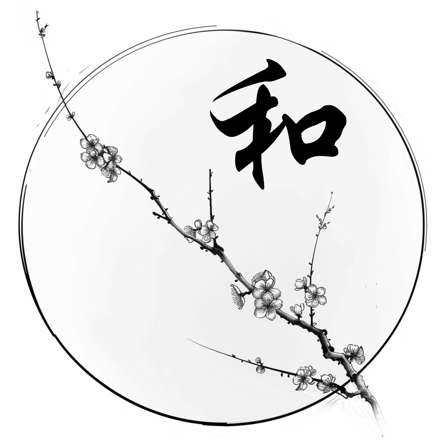 Harmony (和) | Minimalist Kanji Tattoo Stencil - The Balanced Soul
