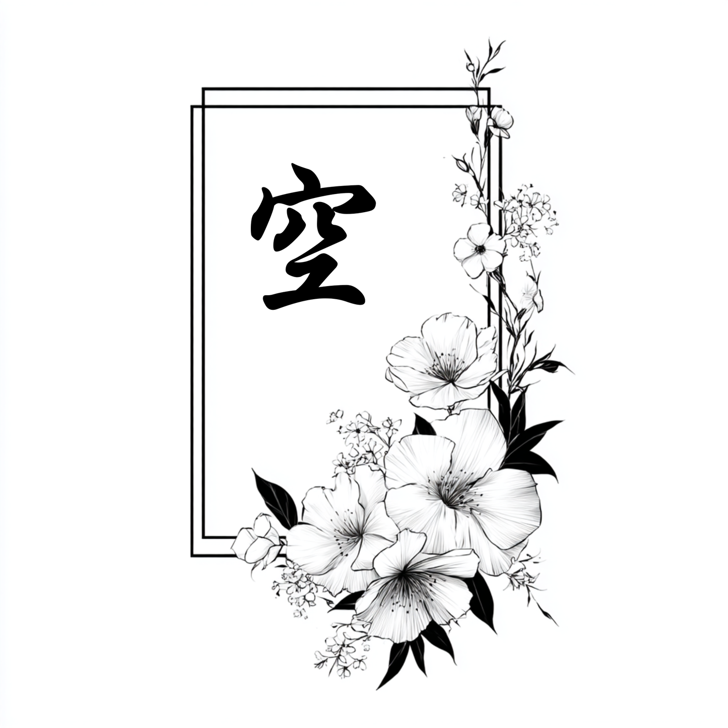 Emptiness (空) | Minimalist Kanji Tattoo Stencil - The Infinite Void