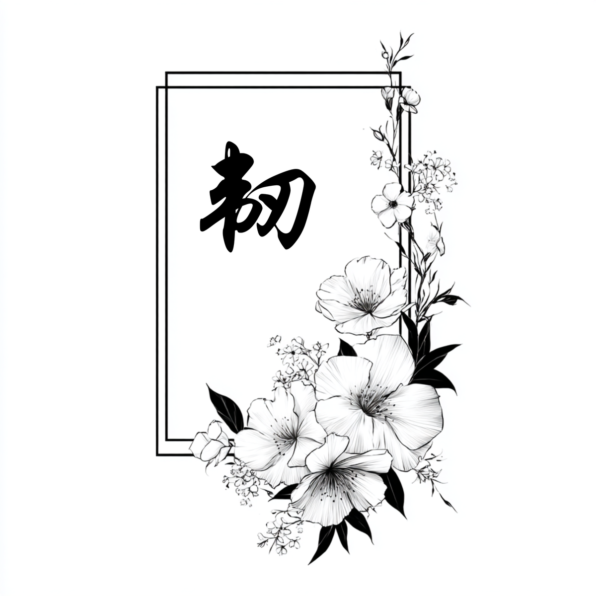 Resilience (韧) | Minimalist Kanji Tattoo Stencil - The Unyielding Reed