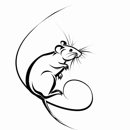 The Rat | Minimalist Zodiac Tattoo Stencil - Intelligence & Adaptability