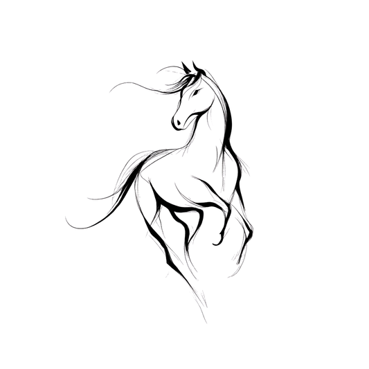 The Horse | Minimalist Zodiac Tattoo Stencil - Freedom & Independent Spirit