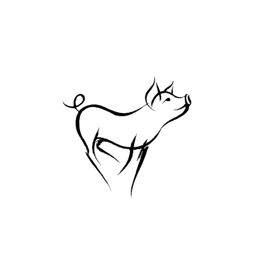The Pig | Minimalist Zodiac Tattoo Stencil - Sincerity & Prosperity