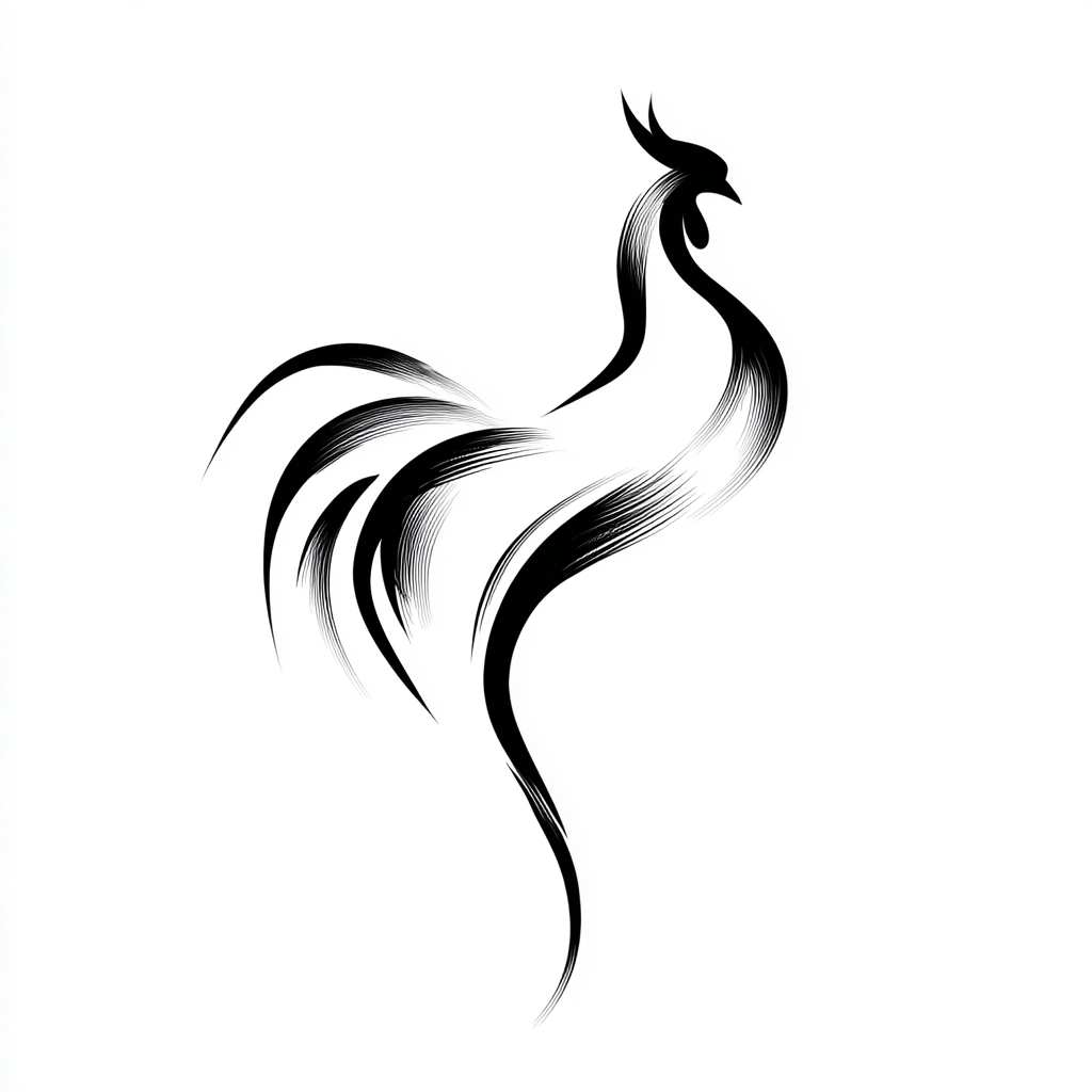 The Rooster | Minimalist Zodiac Tattoo Stencil - Confidence & Observation