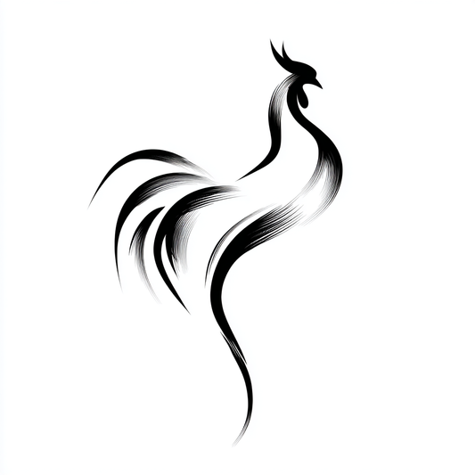 The Rooster | Minimalist Zodiac Tattoo Stencil - Confidence & Observation
